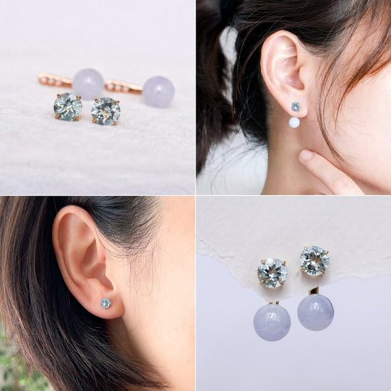Aquamarine with Detachable Lavender Jade Dangle in 14K