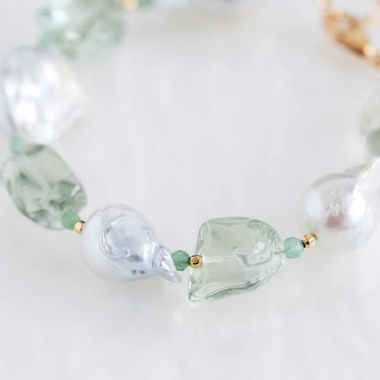 Baroque Pearl and Green Amethyst Bracelet SB22