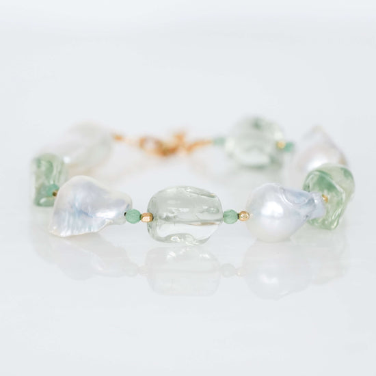 Baroque Pearl and Green Amethyst Bracelet SB22