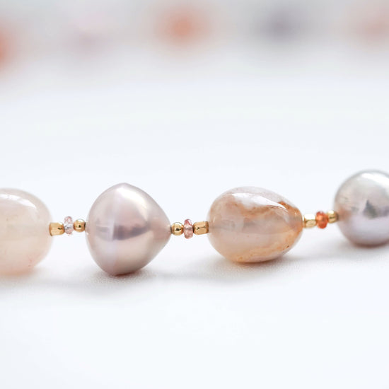 Pearl and Sakura Agate Necklace SN14