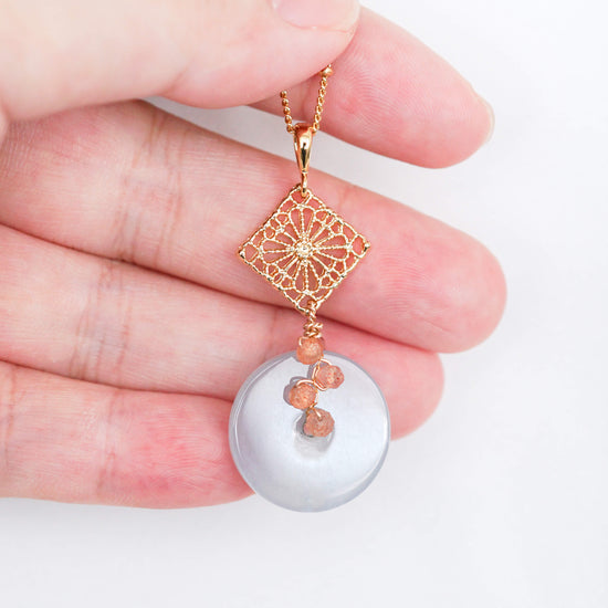 Petite Peranakan Jade and Spinel Vine Necklace - SPJN5