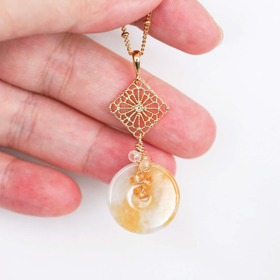 Petite Peranakan Jade and Opal Vine Necklace - SPJN7