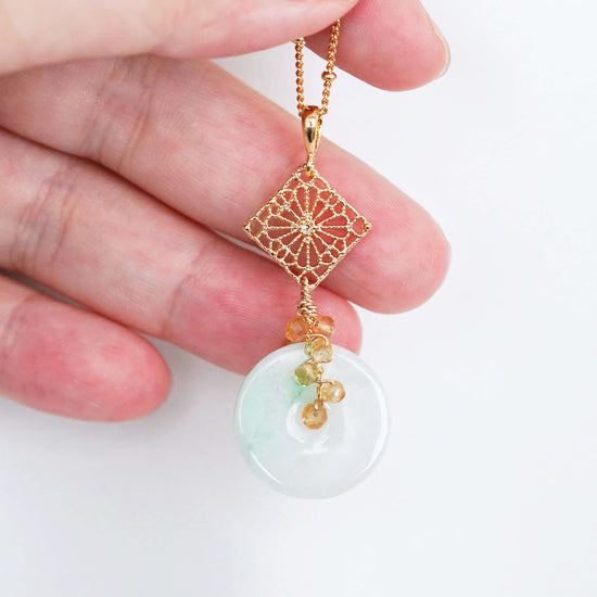 Petite Peranakan Jade and Citrine Vine Necklace - SPJN8