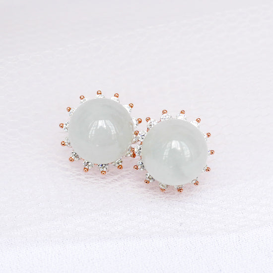 Blueish Jade Starburst Ear Studs