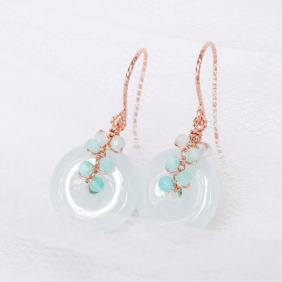 Light Green Jade with Amazonite Vine Earrings and Necklace Set