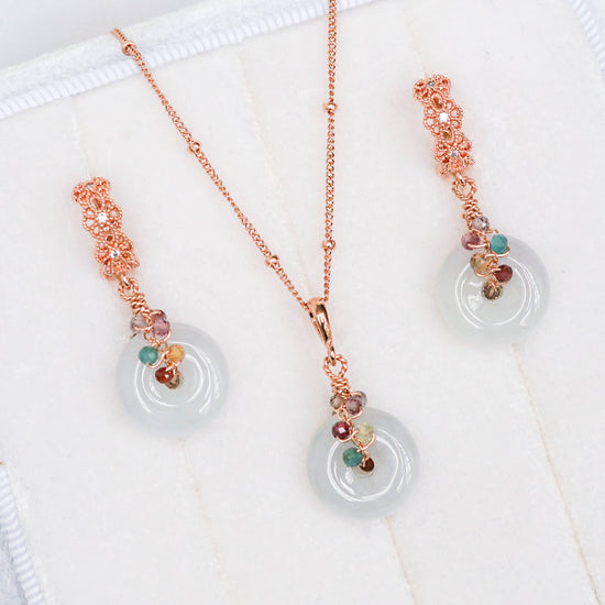 Jade with Colourful Gem Vine Necklace 1