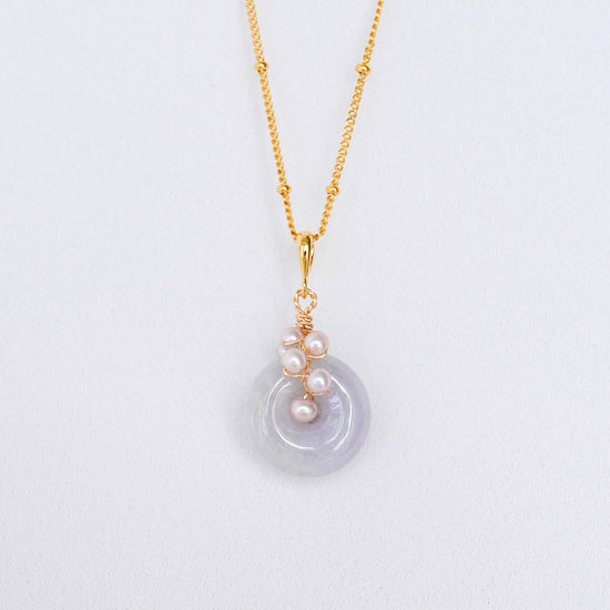 Lavender Jade with Pearl Vine Necklace - VLJV10