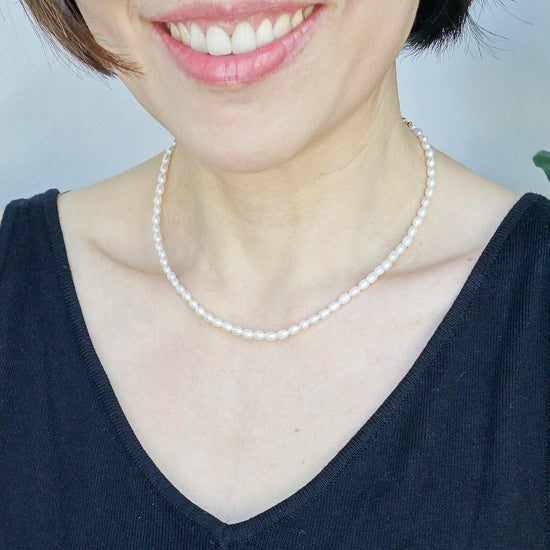 Petite White Rice Pearl Choker