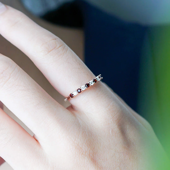 Milestone Ring with Garnet and Diamonds