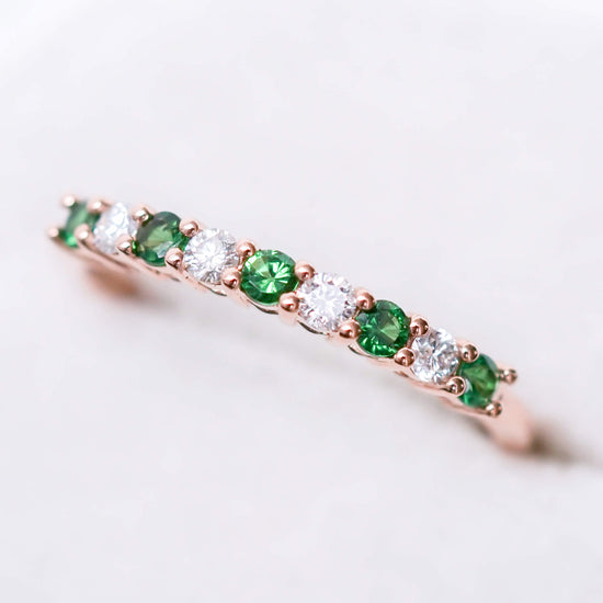 Milestone Ring with Tsavorite Garnet and Diamonds