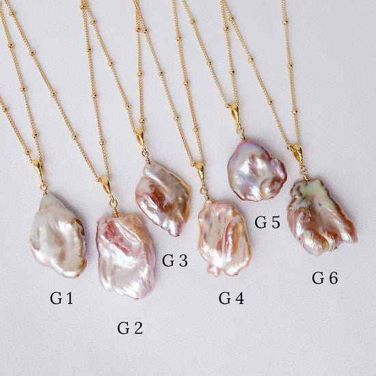 Chic Large Keshi Pearl Necklace - Gold Filled