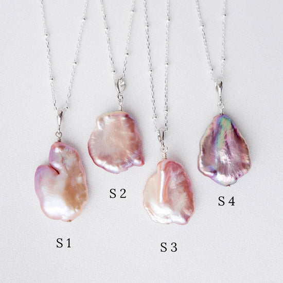 Chic Large Keshi Pearl Necklace - Sterling Silver