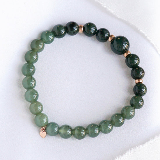 Pine and Sage Green Jade Bracelet 744B