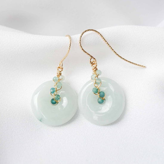 Light Green Jade with Grandiederite Vine Hook Earrings