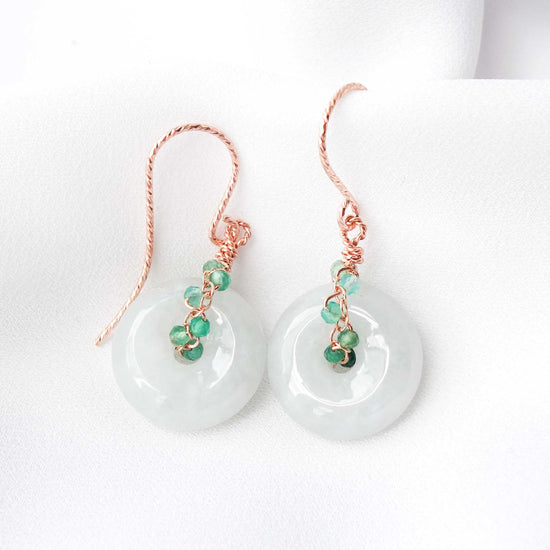 Light Jade with Green Onyx Vine Hook Earrings