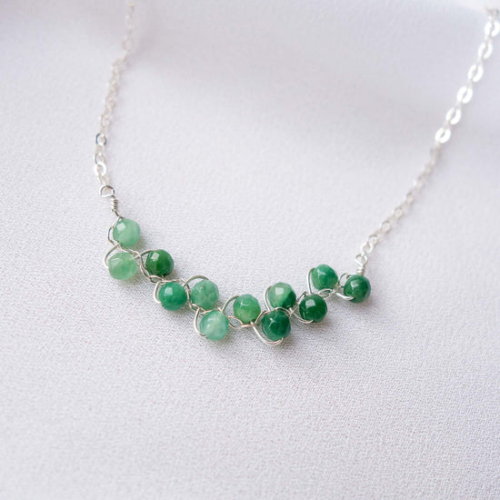 African Jade Vine Bar Necklace - Delicate Chain