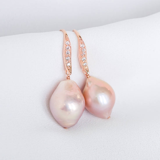 Blush Baroque Pearls Hook Earrings - BPE64