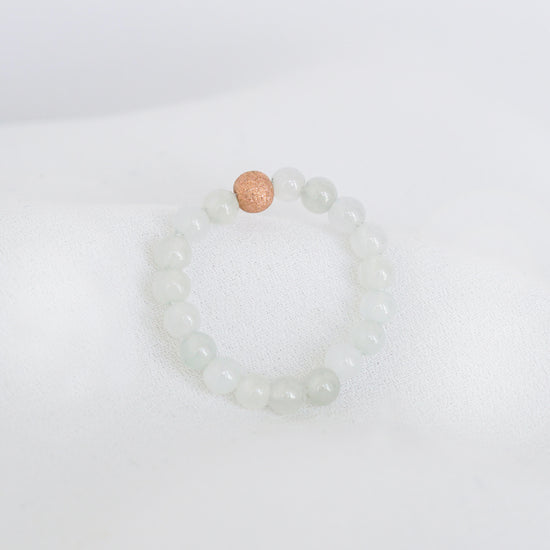 Tiny Snow Jade Bead Ring