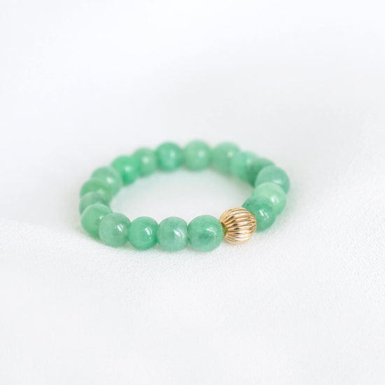 Tiny Green Jade Bead Ring
