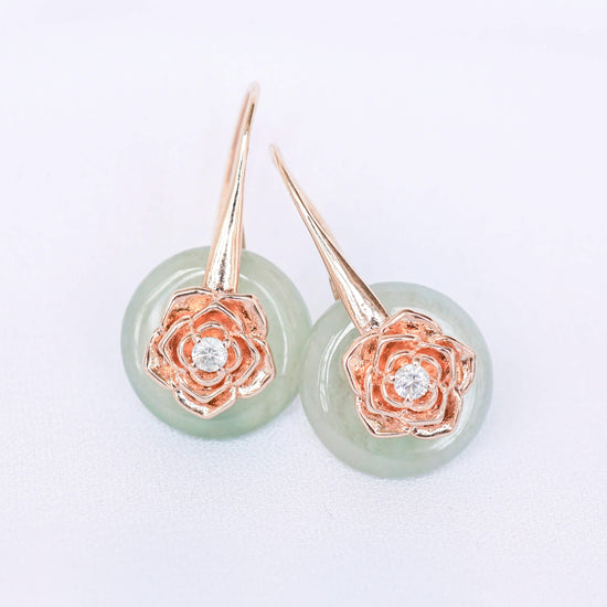 Camellia Hook Jade Earrings CHE23R