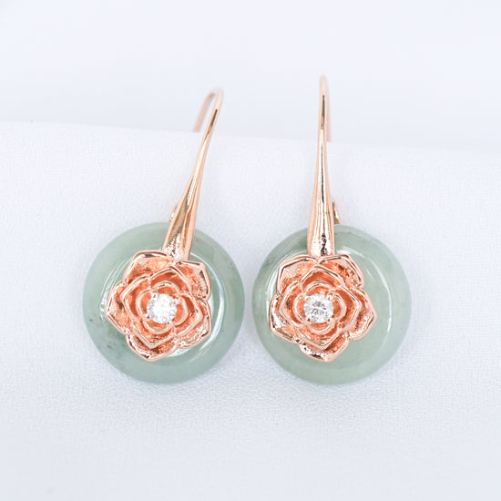 Camellia Hook Jade Earrings CHE25G