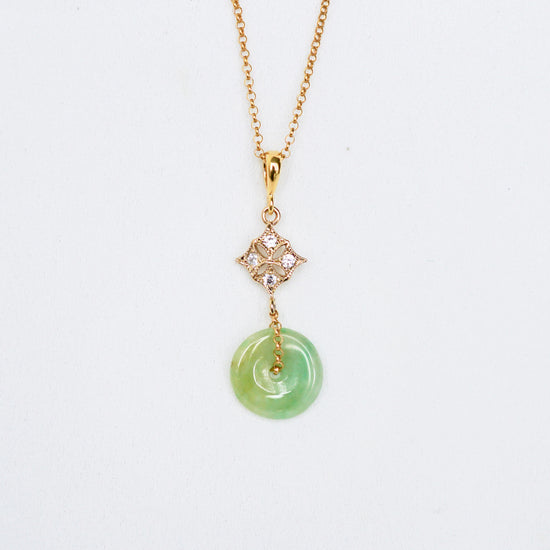 Jade Donut with Diamond Pendant Necklace - DNG