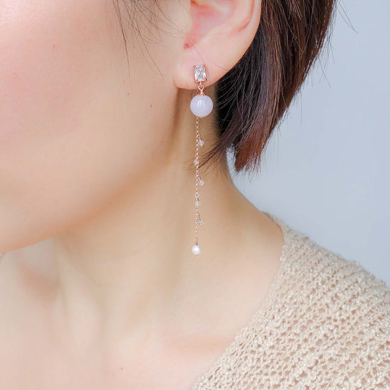 Lavender Jade with Baguette Ear Studs