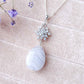 Snow Charm with Teardrop Blue Lace Agate Necklace - Rose Gold