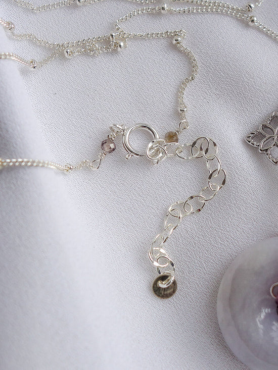 Lavender Jade Necklace with Peranakan Tile and Spinel Vine