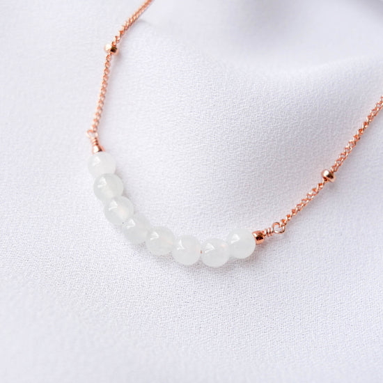 White Jade Bar Necklace - Ball Chain