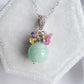 Jade Bead Necklace with Gem Cluster