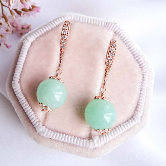 Apple Green Jade Hook Earrings
