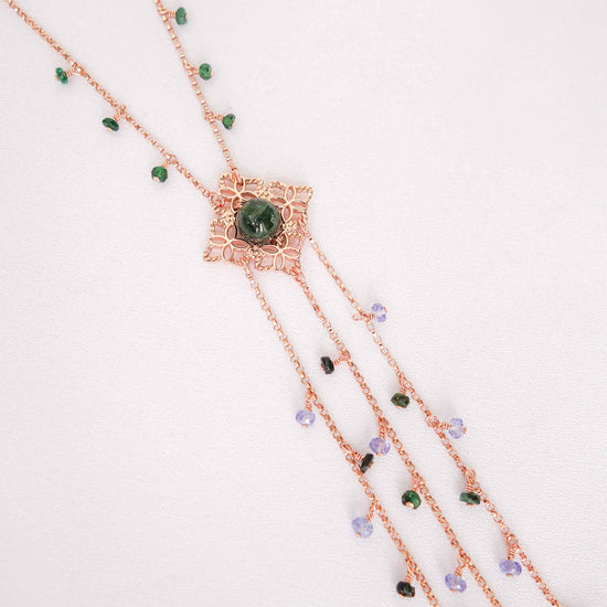 Peranakan Tile Green Jade Tassel Necklace