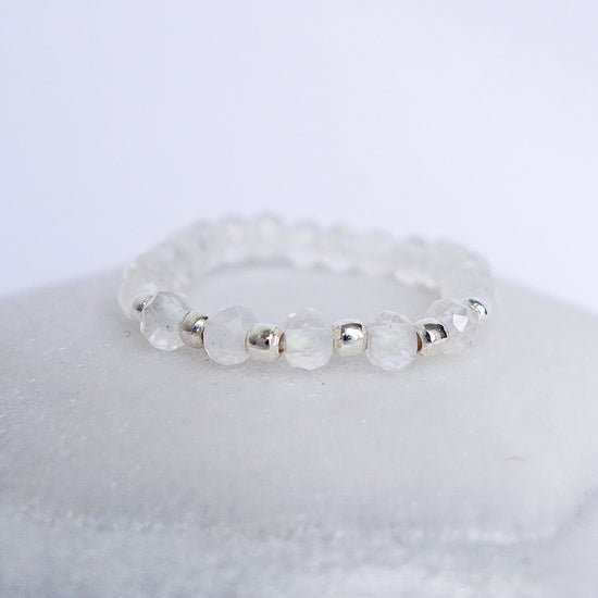 Tiny Moonstone Bead Ring