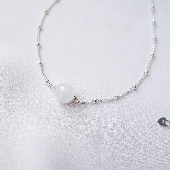 Floating Snow Jade Necklace - Ball Chain