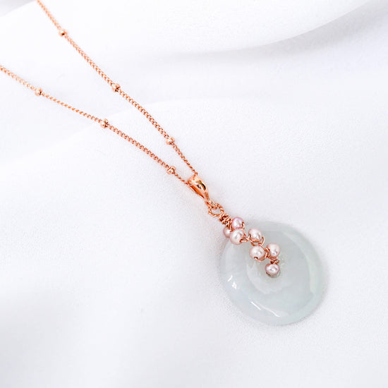 Lilac Jade with Pink Pearl Vine Necklace GVN10R