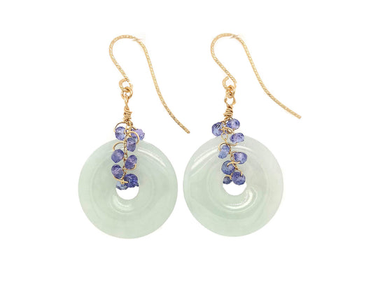 Jade with Tanzanite Vine Earrings