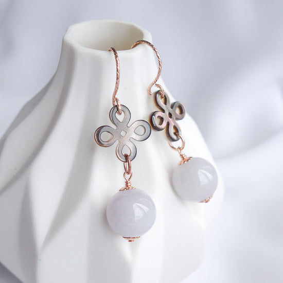 Everlasting Knot Lavender Jade Earrings
