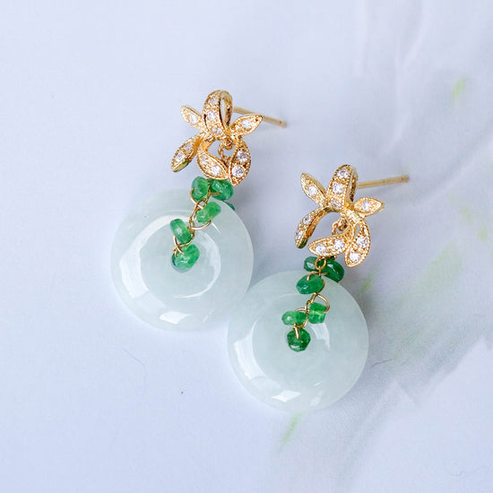 Orchid Ear Studs and Jade with Tsavorite Vine