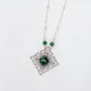 Peranakan Tile Pine Green Jade Necklace
