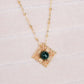 Peranakan Tile Pine Green Jade Necklace
