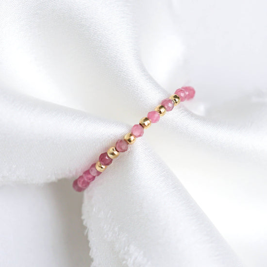 Tiny Pink Tourmaline Bead Ring