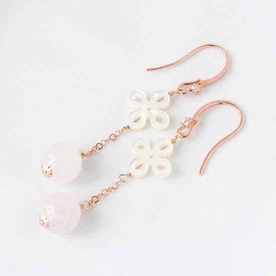 Rose Quartz with Everlasting Knot Earrings RQ11