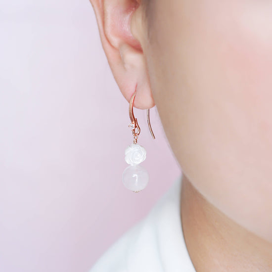 Rose Quartz with Dapped Hook Earrings RQ12
