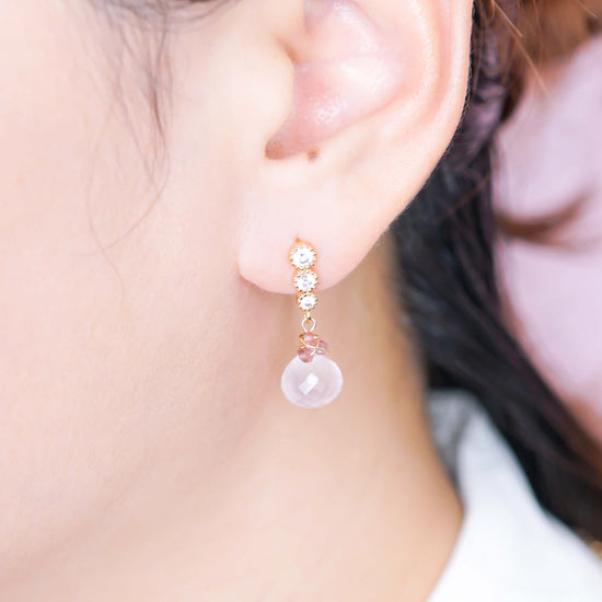 Rose Quartz with Cascading Ear Studs RQ4