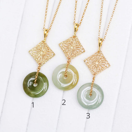 Jade with Small Peranakan Tile Necklace - SQNG