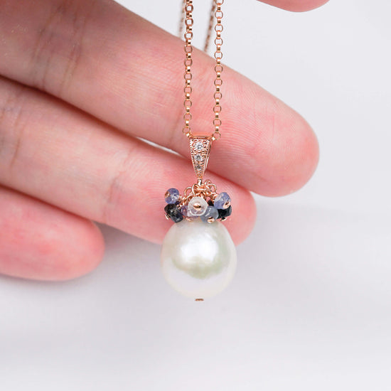 Baroque Pearl Necklace - Sapphire