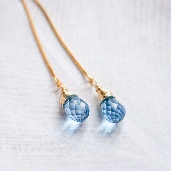 Swiss Blue Topaz Ear Threaders