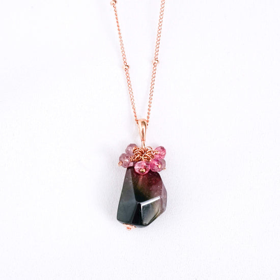 Tourmaline Nugget with Spinel Cluster Necklace - TNN1