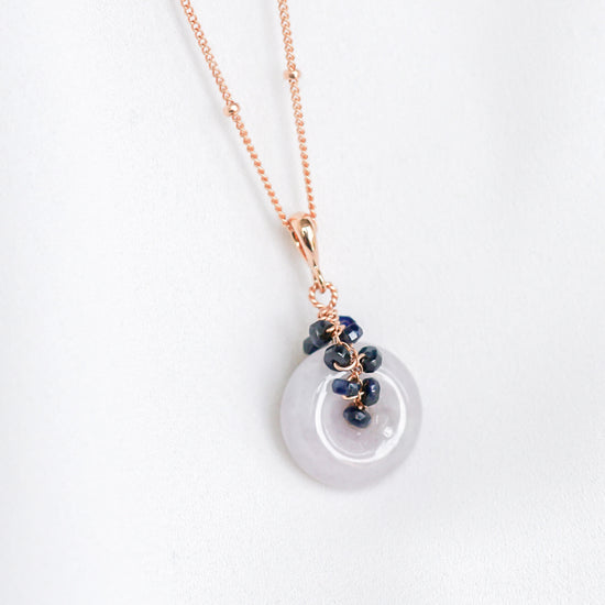 Lavender Jade with Sapphire Vine Necklace - VLJV8